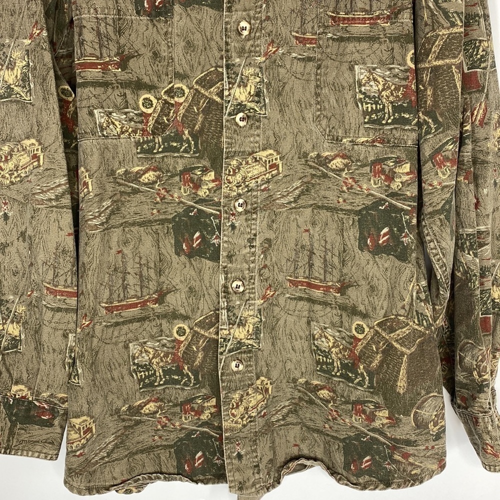 Vintage Eddie Bauer Elkhorn Elk Canvas Button Up Long Sleeve Shirt XL - Picture 3 of 8